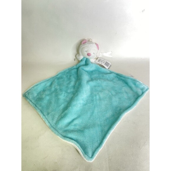 Carters Owl Plush Lovey Aqua Teal Blue Green White Security Baby Blanket NEW